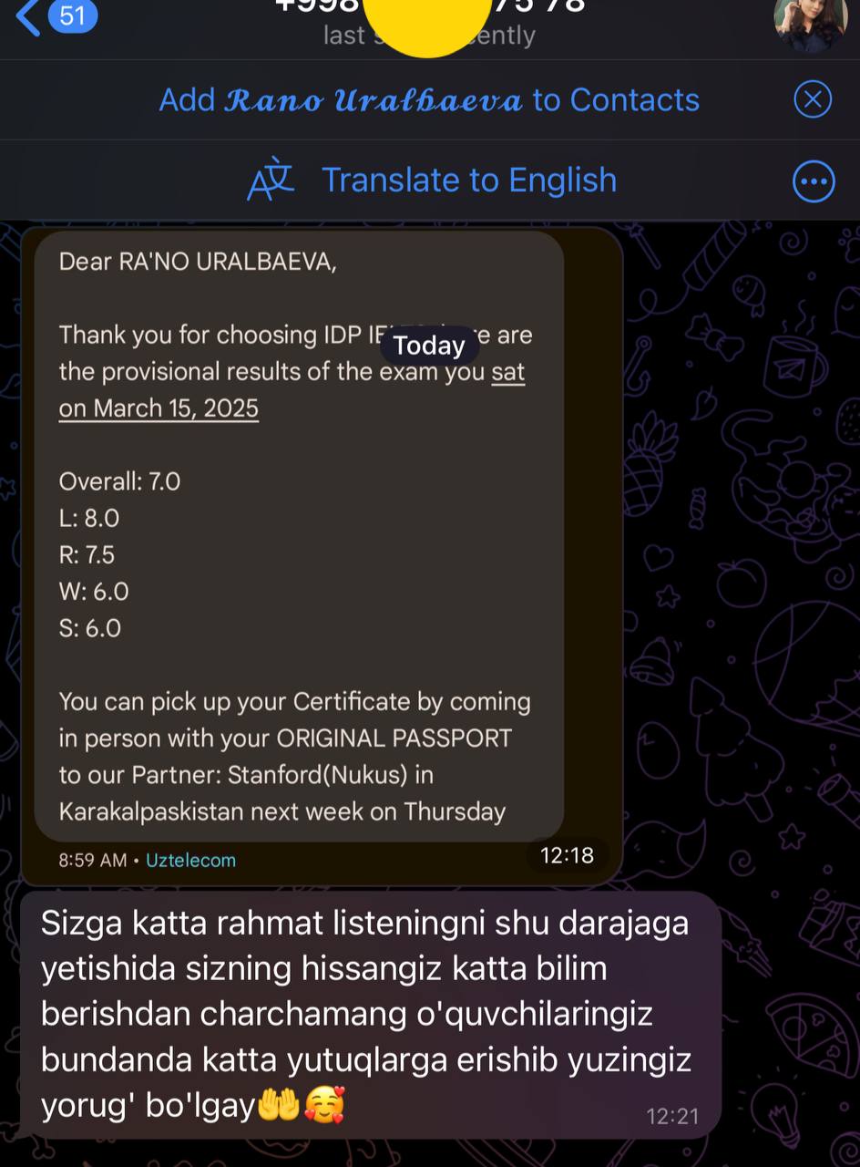 IELTS 7.0 (L: 8.0)