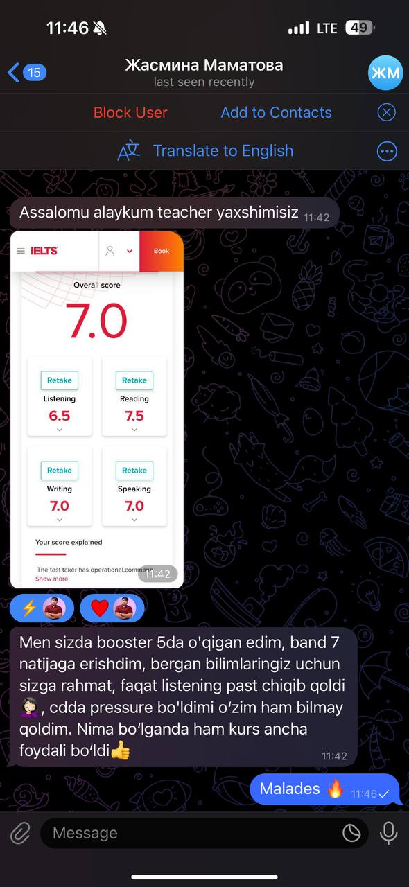 IELTS 7.0 (R: 7.5)