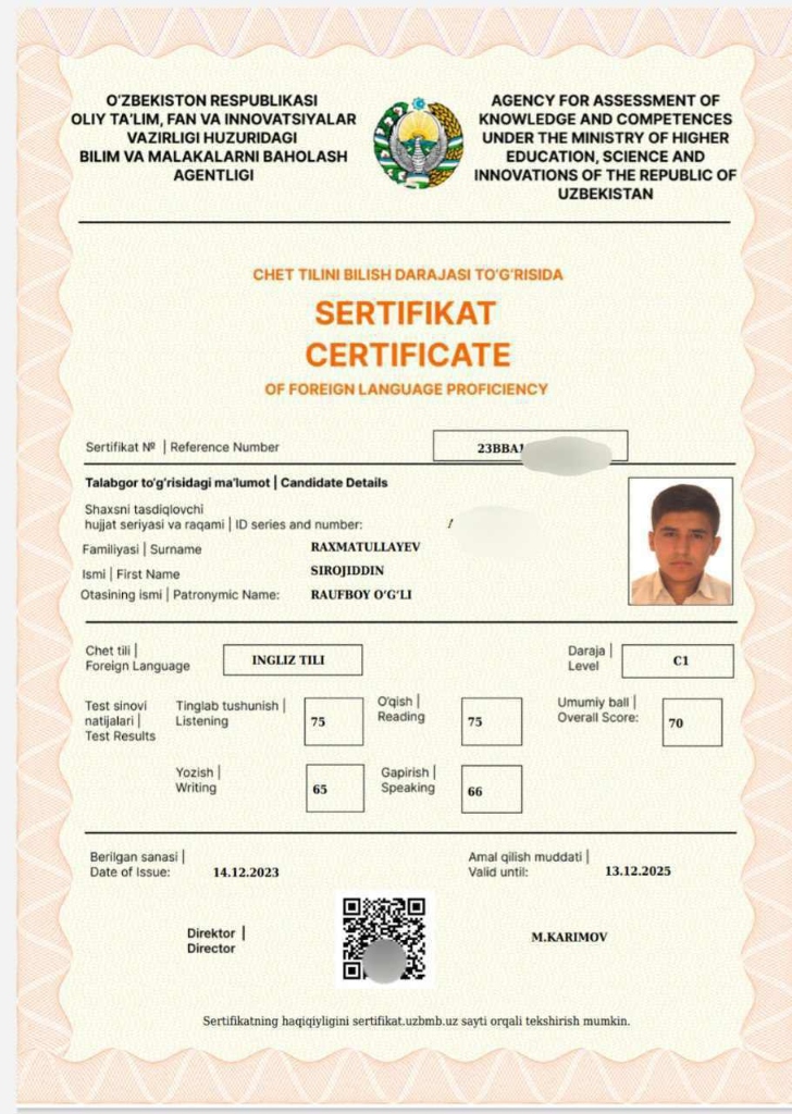 CEFR C1 Certificate
